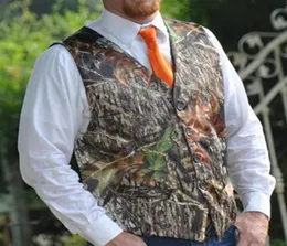 Casual Camo Groom Vests For Country Wedding Camouflage Slim Fit Mens Attire 2 piece set VestTie Or Bow Custom Made Plus Size6035890