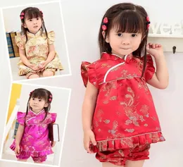 Floral Children039s Set vestiti per neonate abiti abiti Capodanno cinese top abiti pantaloni corti Qipao cheongsam 8870410