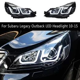 För Subaru Legacy Outback LED-strålkastare 10-15 DRL DAYTIME Running Light Streamer Turn Signal Indicator biltillbehör Främre lampa