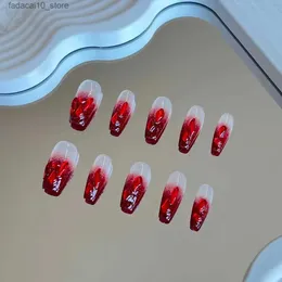 Unhas falsas arte unhas falsas com menina de natal conjunto de presente quente uas postizas faux ongles fantaisie q240122