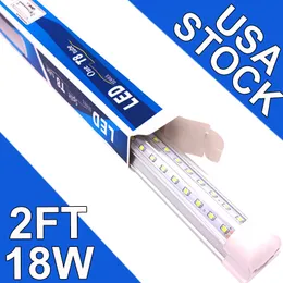 2ft LED -butiksljus, 2 fot 2 'V -form Integrerad LED -rörljus, 18W 1800 lm Klar täckning Länkbar ytmonteringslampa, ersätt T8 T10 T12 fluorescerande ljus usastock