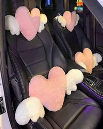 JINSERTA Reposacabezas de coche en forma de corazón, almohada de felpa para el cuello, almohada para el respaldo del asiento, cojín de soporte lumbar, accesorios universales para el coche H220427950765