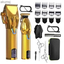 Hårklippare LM-2027 Bästa kraftfulla uppladdningsbara trådlös 0mm Cut Barber Haircut Grooming Kit Hair Clippers Set YQ240122