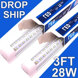 (25-Pack) 3Ft LED Shop Light Fixture, V Shape 28W 2800LM 6500K ( Daylight White),3 Foot , 36'' T8 Integrated LED Tube, Linkable Led Bulbs Garage, Warehouses, Clear Lens usastock