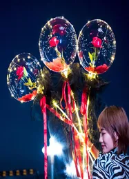 LED Luminous Balon Gül Buket Şeffaf Kabarcık Büyülü Gül Sevgililer Günü Partisi Düğün Dekoru için Led Bobo Ball E1218015162042