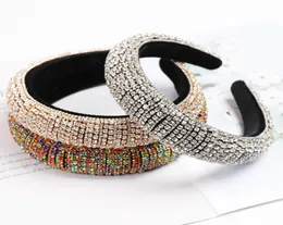 CN barock strass hårband full pärla diamant vadderade pannband för kvinnor lyxiga blanka Bezel Girls Hair Hoop Hair Accessories L5374951