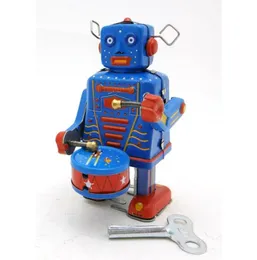 Nb flandres retro windup robô pode tambor caminhada relógio brinquedo ornamento nostálgico para o aniversário do miúdo natal menino presente coletar 2540137