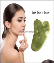 Mas Stones Gua Sha Set Natural Stone Green Jade Guasha Board Masr för SCRA -terapi Jades Roller Rocks Health Beauty YTL8509310