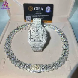 Alta qualidade 925 prata esterlina moda jóias colar 13mm 14mm 15mm hip hop gelado vvs moissanite cubana link chain su7o