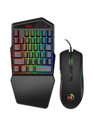 Ergonomisk multicolor -bakgrundsbelysning Onehanded Game Tangentboard Mouse Combos Set Bluetooth Gaming Converter för PUBG8307162