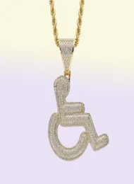 Ожерелье с подвеской в виде знака инвалидной коляски золотого и серебряного цвета с кубическим цирконием для мужчин в стиле хип-хоп и рок 5141015