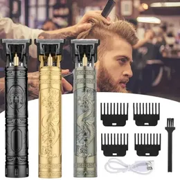 Máquina de cortar cabelo elétrica vintage t9, máquina de cortar cabelo recarregável, aparador de cabelo profissional para homens, barbeiro, aparador de barba