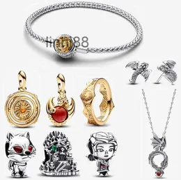 Charm Bracelets Autumn New Designer for Women Jewelry Diy Fit Pandoras Bracelet Earring Gold Ring Thrones Ice Fire Dragons Dual Murano Glass Necklace AHG