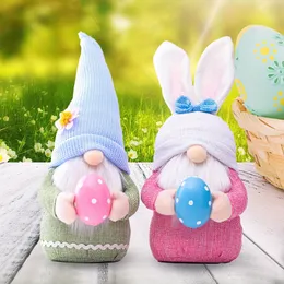 Easter Day Decor 35cm Rabbit Ear Gnomes holding Eggs Toys Dolls Decorations Ornaments for Home Indoor Easter Gifts