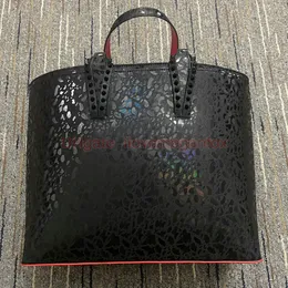 Women luxury rivet Messenger bags doodling handbags totes composite reds color bottoms handbag genuine leather purse designer Big size shoulder red bottoms bag