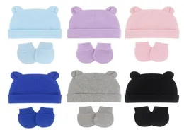 Kapaklar Şapkalar 3pcslot Bebek Şapka ve Eldivenler Doğum Kış Sıcak Kapak Bahar Sonbahar Toddler Beanie Erkek Kız Seti 012m Pamuk Aksesuarları2909816