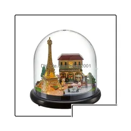 Arti e mestieri Fai da te assemblare la casa delle bambole con sfera di cristallo Casa delle bambole in miniatura romantica con luce a led Regalo di compleanno Craft2428438 Drop Del Dhall