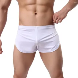 Cuecas masculinas roupa de dormir sexy sleepwear baixo aumento cueca boxers solto casual pijama calcinha verão respirável fenda lateral aro calças