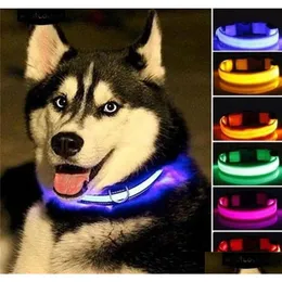 الياقات الكلاب Leases Nylon LED السلامة الليلية الوامضة توهج في المقود الداكن الكلاب المضيئة Fluorescn