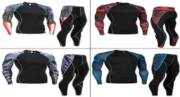 2019 NEW Mens Compression Set Running Tights Workout Fitness Training Tracksuit Long Sleeve Shirts Sport Suit rash guard kit 4XL4023299