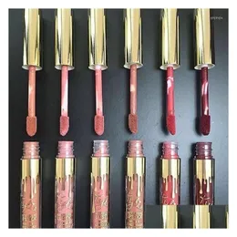 Lip Gloss 6 Set Kylie Non-Stick Cup Gold Does Not Fade Moisturizing Matte Liquid Lipstick Korean Tint Make Up Drop Delivery Health Bea Otor2