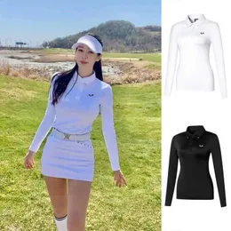 Nova camisa polo feminina de golfe com ajuste fino elástico respirável e anti pilling camiseta esportiva de lazer ao ar livre de alta qualidade