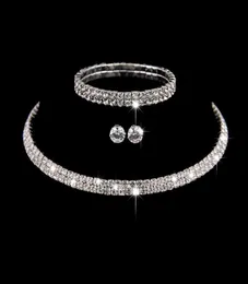 Luxury ThreePiece Sets Bridal Jewelry Choker Halsband örhängen Armband Bröllopsmycken Tillbehör Fashion Style Engagement Part9620950