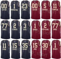 プリントバスケットボール2024オールスタージャージー女性ユースマンジェームズハーデン1カイリーアーヴィング11アンソニーエドワーズ5 JAモラント12デヴィンブッカー1ディーアロンフォックス5カウヒレナード2シャツ