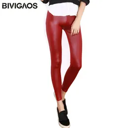 Capris Bivigaos Women Leather Look Leggings Sexy Shiny Wet Look Legging Gothic Legins Punk Rock Spandex Ankle Pants Trousers Mallas