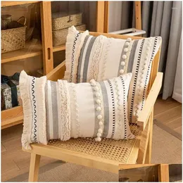 Cushion/Decorative Pillow Style Cotton Er 30X50Cm/45X45Cm Bohemian Beige For Sofa Bed Home Decorative Drop Delivery Garden Textiles Dh3Vb