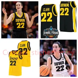 22 Caitlin Clark Jersey Iowa Hawkeyes Mulheres College Basketball Jerseys Homens Crianças Senhoras Preto Branco Amarelo Personalizado Qualquer Nome Mensagem
