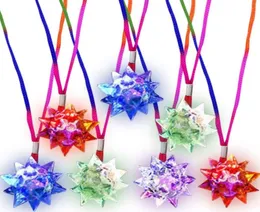 Flashing Crystal Star Necklaces Kids Glowing LightUp Rubber Planet Pendant Toy Jewelry Party Favors Goodie Bag Fillers3320618