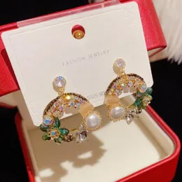 Dingle örhängen handgjorda färgglada kristallblomma pärla fairy temperament unika ovanliga lyxdesigner smycken avancerade tillbehör