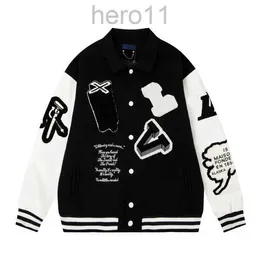 Mens designer läder basebolljacka mode varsity bombplan jackor casual creme white kanin varsity brevman college jacka män ytterkläder kappa storlek s3yd