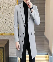 Men039s Тренчи Деловые Повседневные Slim Fit Джентльменские Длинные Пальто Мужские Серые Пиджаки Куртки Черные Зимние Шерстяные Элегантные6085063