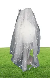 Bridal Veils Nzuk ممتلئة مع تصميم لؤلؤة زفاف الحجاب مشط Velos de Novia Vail Headwear1522725