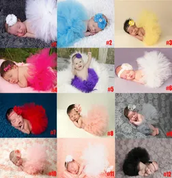 20 färger nyfödda baby bowknot spets tutu klänning 2pc set blommor peadbandtutu kjol spädbarn po pografi rekvisiter kostymer kostymer 7407708