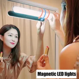 Speglar LED Makeup Lamp Light USB Ögonskydd Laddningsbar bärbar hängande magnetisk lampa Touch Switch Mirror Light Selfie Light