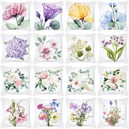 Travesseiro moderno simples flores impressas capa 18x18 polegadas lance fronha estilo nórdico primavera fazenda casa decoração capas