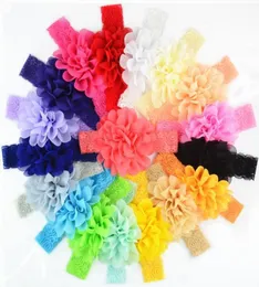 Baby Hair Accessories 18pcslot Chiffon Flower Newborn Headband Elastic Lace Bows For Girls Baby Hair Bows Hairbands For Girls19320440