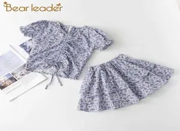Niedźwiedzia Girls Girls Casual Floral Clothing Zestawy 2021 Summer moda Baby Flower Top i spódnica 2PCS Ubrania dla dzieci Y01891756