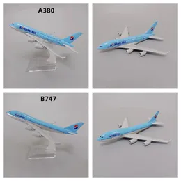 16cm Alloy Metal Korean Air Airbus A380 Airways Boeing B747 Airlines Airplane Model Diecast Plane Aircraft Airplane 240118