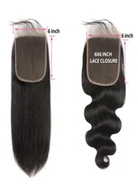 Virgin Brazilian Human Hair 6x6 Lace Closure Prosta fala ciała Szwajcarska koronkowa koronkowa Remy Human Hair Extensions9797923