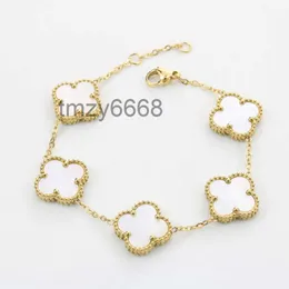 Double Sided Fritillary Lucky Van Clover Cleef Titanium Steel Bracelet Style Gold Does Not Fade Lady's Simplicity DBQ7