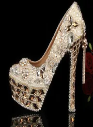 Preciosos zapatos de lujo elegantes con diamantes de imitación, zapatos de vestir de novia con cristales y joyas para mujer, tacones altos Evening6538968