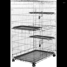 Cat Carriers Large 3-Tier Durable Pliable Cage Playpen Box Crate Kennel - 35.8"L X 22.4"W 50.6"H Black