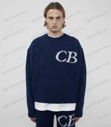 Męskie swetry królewskie niebieskie Cole Buxton litera Jacquard splot w stylu Anglii luźne wysokiej jakości swetry mody T240122