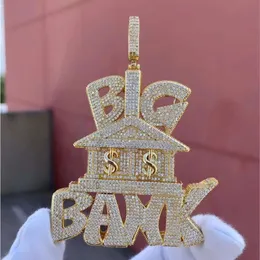 Bijoux Hiphop personnalisés, pendentif lettre glacée Vvs Moissanite, plaqué or 10k 14k 18k, collier Hip Hop en diamant