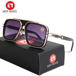 Occhiali da sole HOT WAVE Occhiali da sole a specchio blu Uomo UV Ray Lense Eyewear Occhiali da sole da uomo vintage Fashion Square 95885 YQ240120