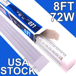 72W 8ft LED mağaza ışığı, 7200lm 6500K Süper Parlak Beyaz, Bağlanabilir Tavan Işık Fikstürü, V Şekiş Entegre T8 LED Tüp Işığı Çalışma Tezgahları Dolapları için